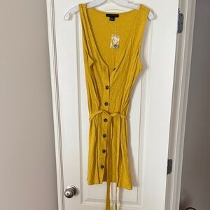 Sanctuary Yellow Sleeveless Button-Front Mini Dress